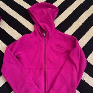 Girls North Face Hot Pink Fleece Zipper Hoodie Sz XS